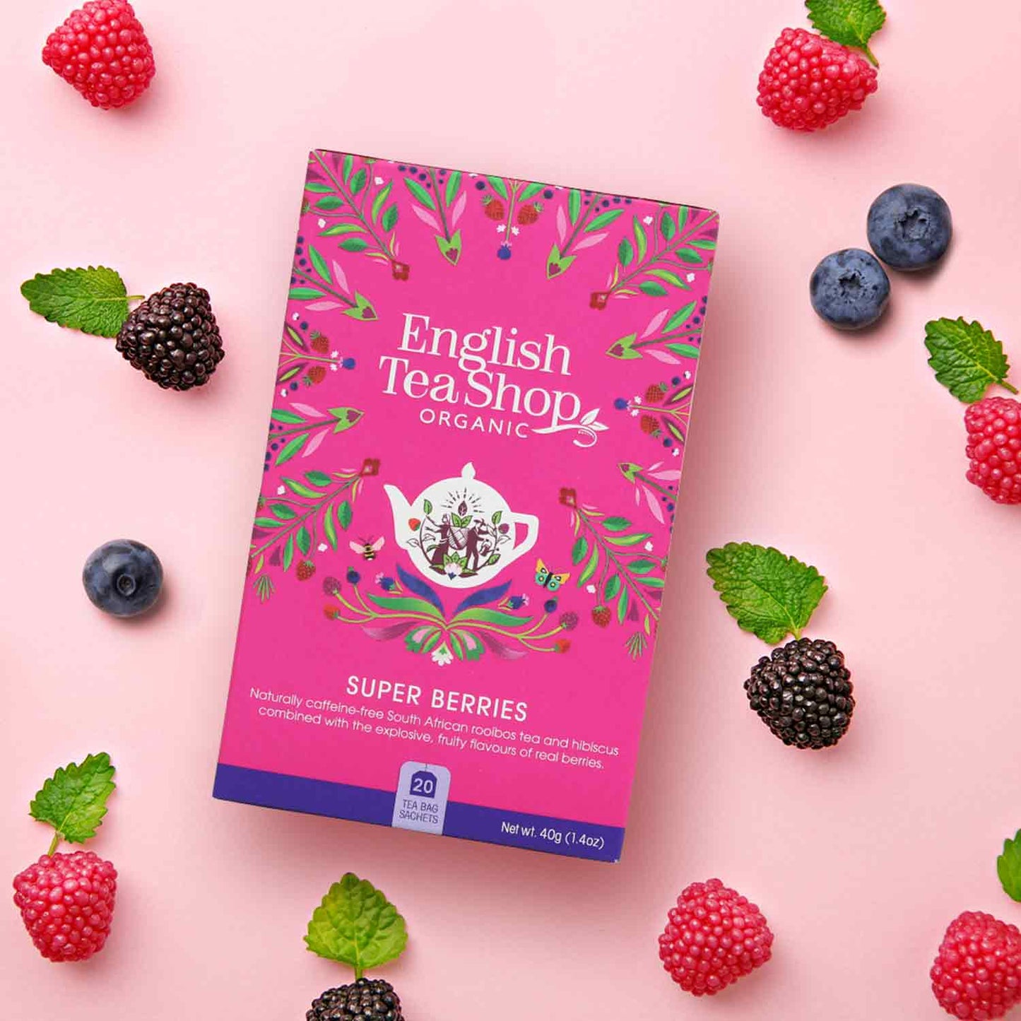 Bio-Tee Super Berries – Fruchtiger Kräutertee, 20 Teebeutel English Tea Shop