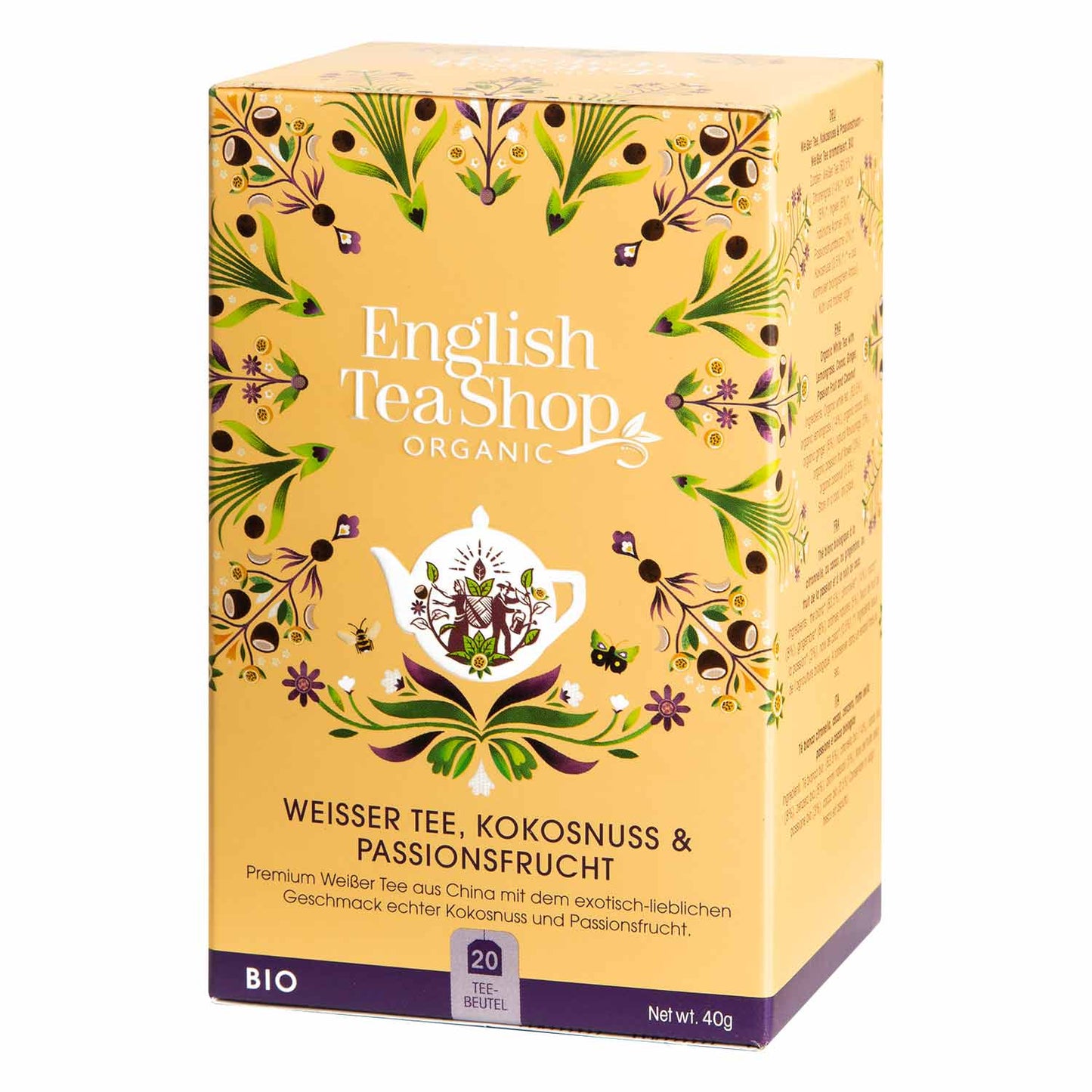 Bio Weißtee Kokos & Passionsfrucht – Exotisch-fruchtiger Tee, 20 Teebeutel English Tea Shop