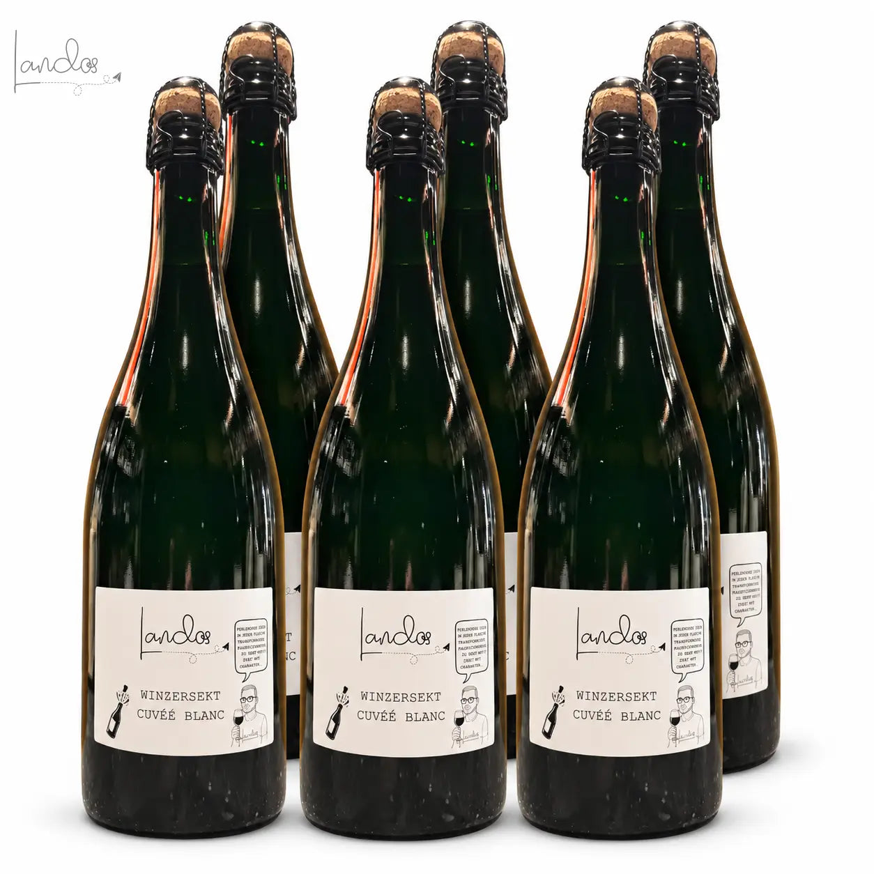 Lando's Winzersekt Cuvée Blanc 6er-Kiste mit sechs Flaschen