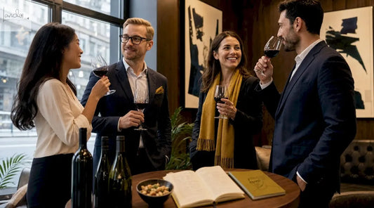 Beim Firmenevent kommen Fach- und Führungskräfte bei einem Glas Wein ins Gespräch und knüpfen wertvolle Kontakte.