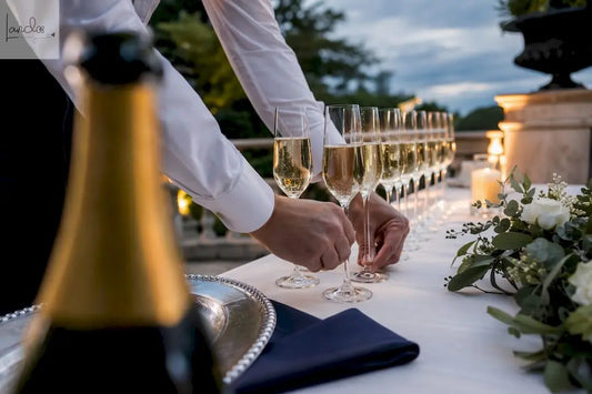 Stilvoller Sektempfang bei einer Hochzeit