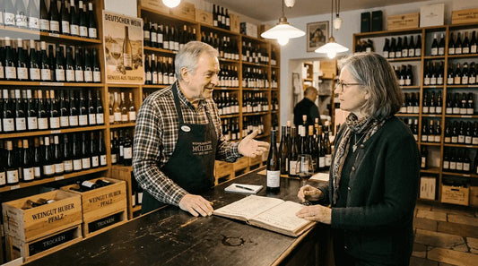 Kompetente Beratung rund um Wein in einem traditionellen Fachgeschäft