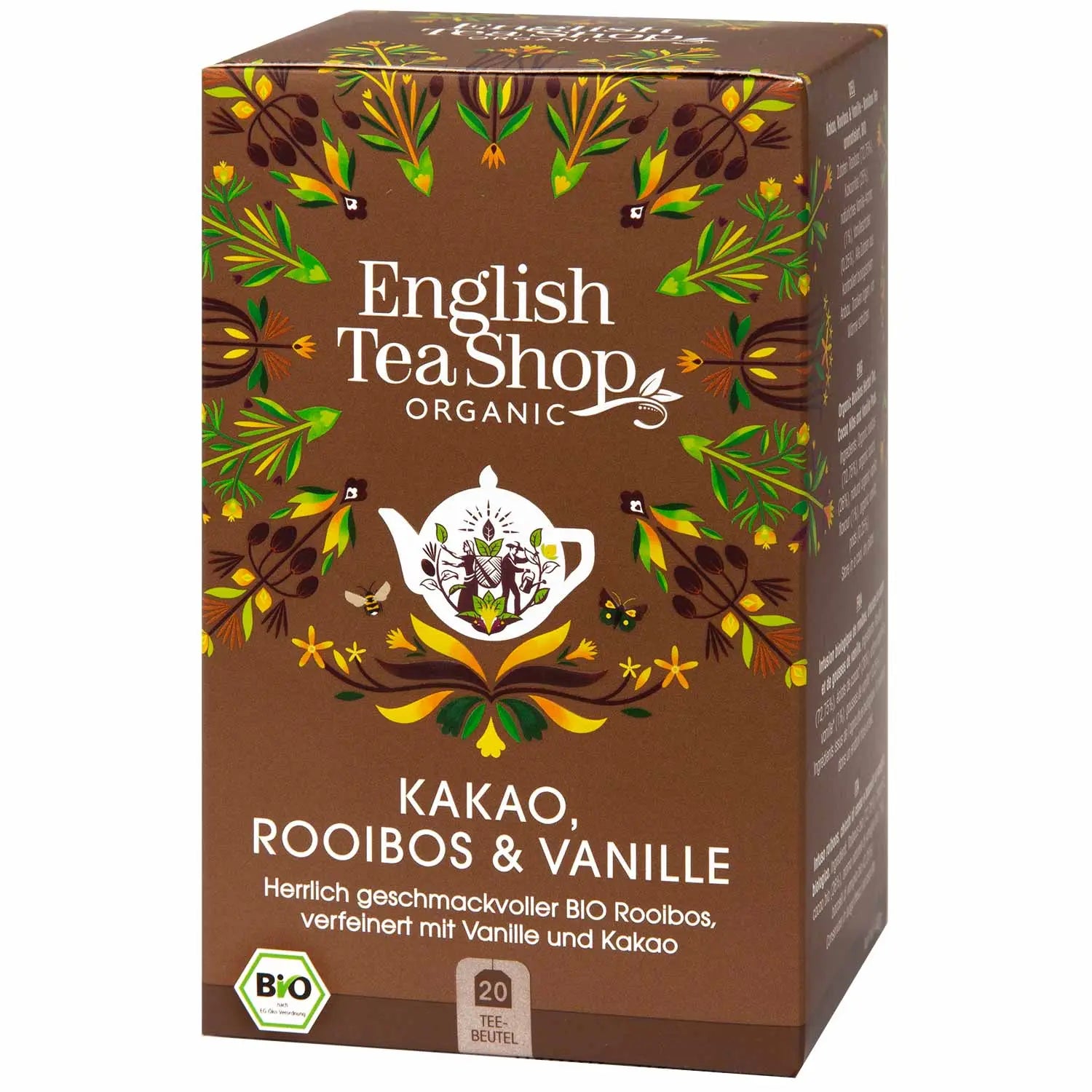 Bio Rooibos-Tee Kakao & Vanille – Sanft-aromatischer Wohlfühltee, 20 Teebeutel English Tea Shop