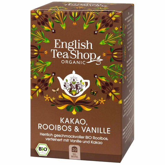 Bio Rooibos-Tee Kakao & Vanille – Sanft-aromatischer Wohlfühltee, 20 Teebeutel English Tea Shop