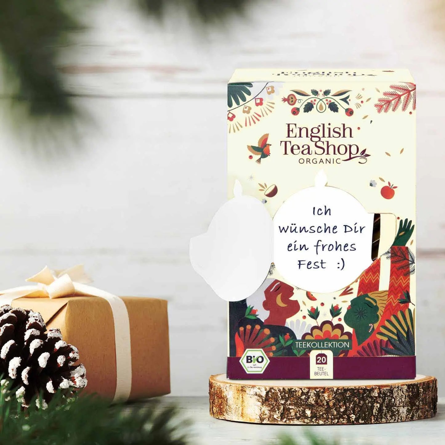 ETS Tea Gift "Merry Christmas", ORGANIC 20 Bags 5 Varieties English Tea Shop