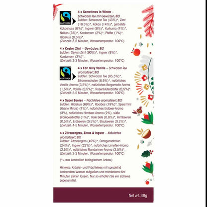 ETS Tea Gift "Merry Christmas", ORGANIC 20 Bags 5 Varieties English Tea Shop