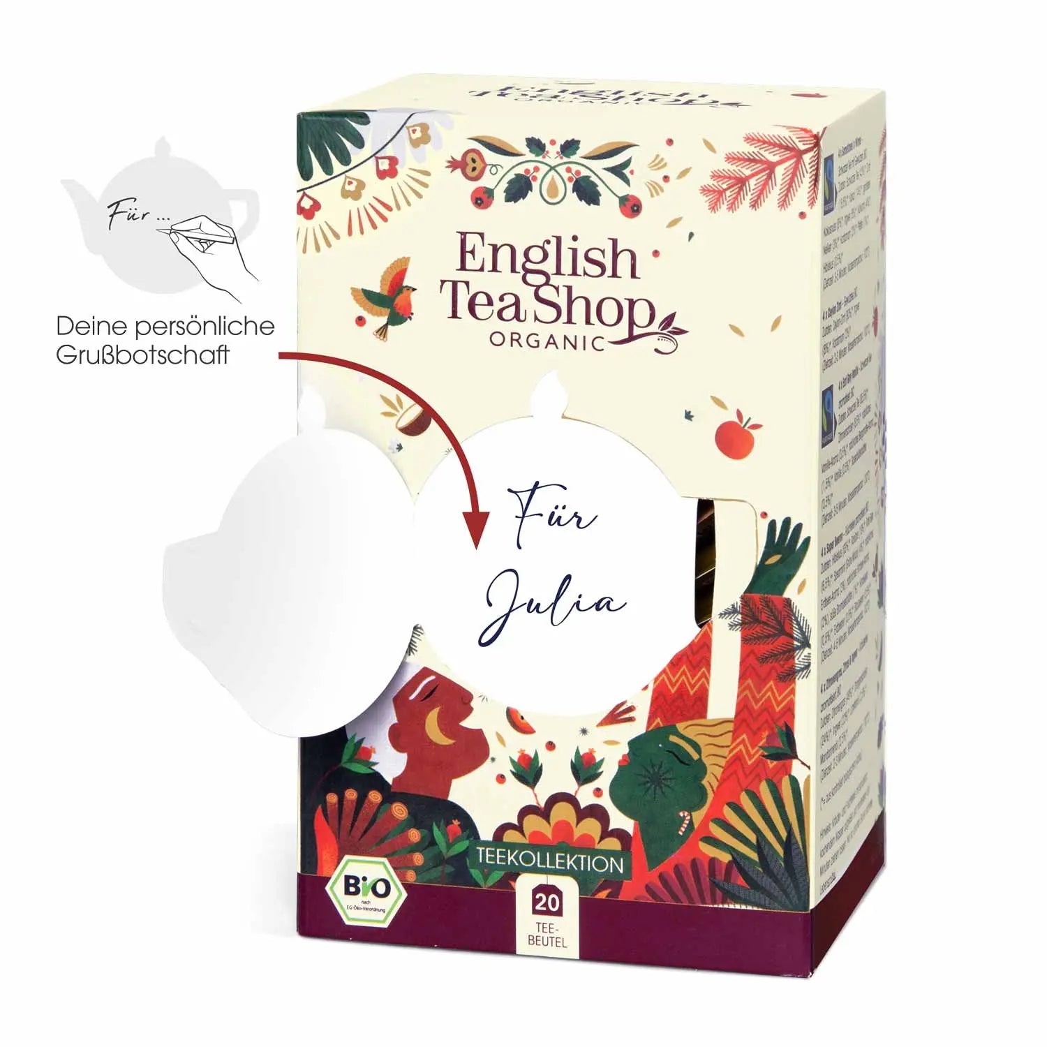 ETS Tea Gift "Merry Christmas", ORGANIC 20 Bags 5 Varieties English Tea Shop