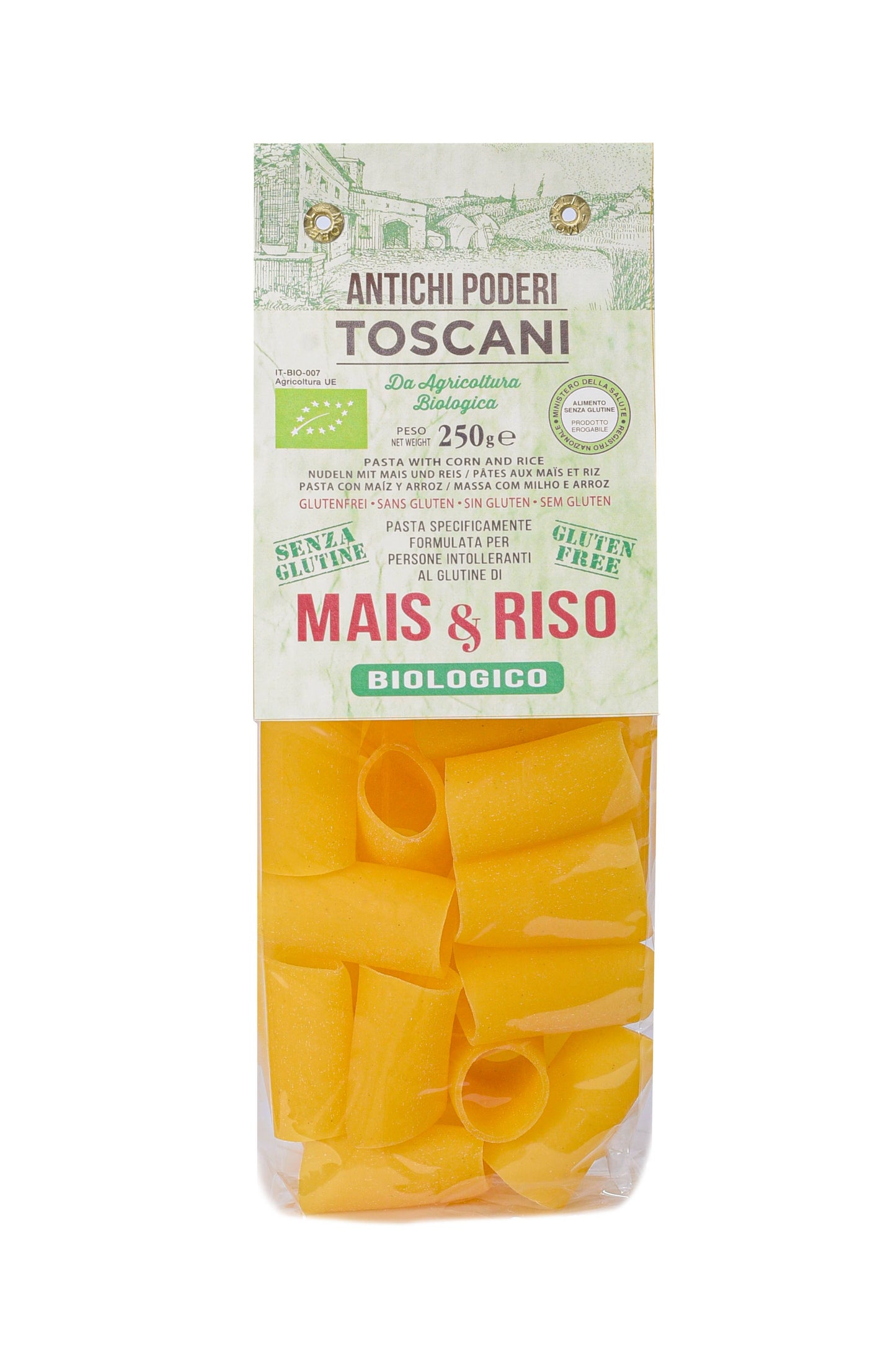 Glutenfreie Bio-Paccheri-Nudeln aus Reis und Mais, 250 g