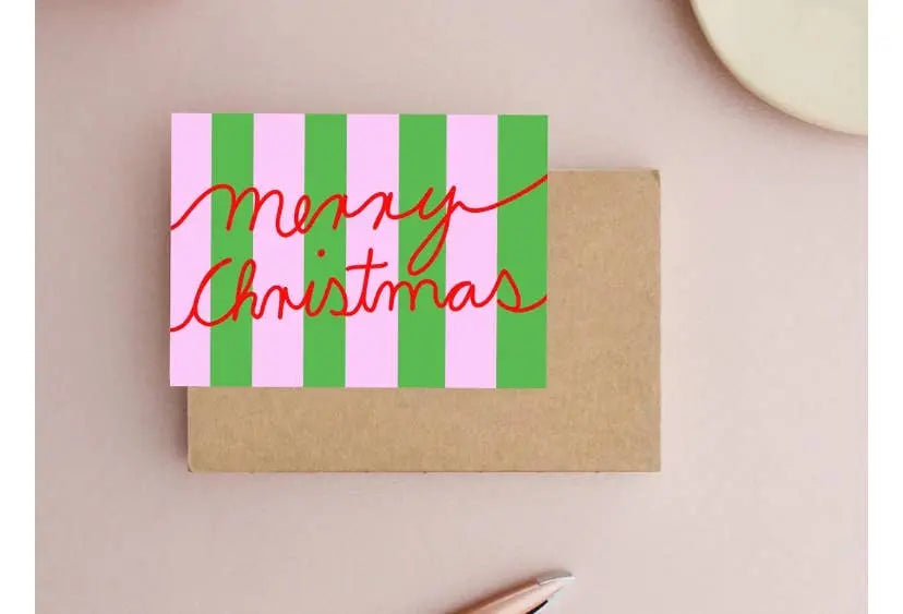 Merry Christmas * Postcard striped Ute Arnold / Hej.Ibiza