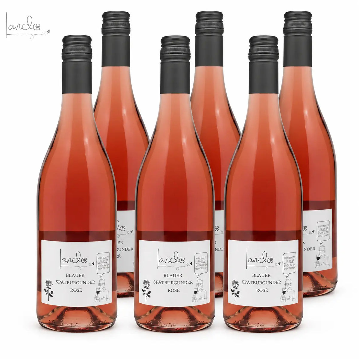 Lando's Blauer Spätburgunder Rosé 6er-Kiste mit sechs Flaschen