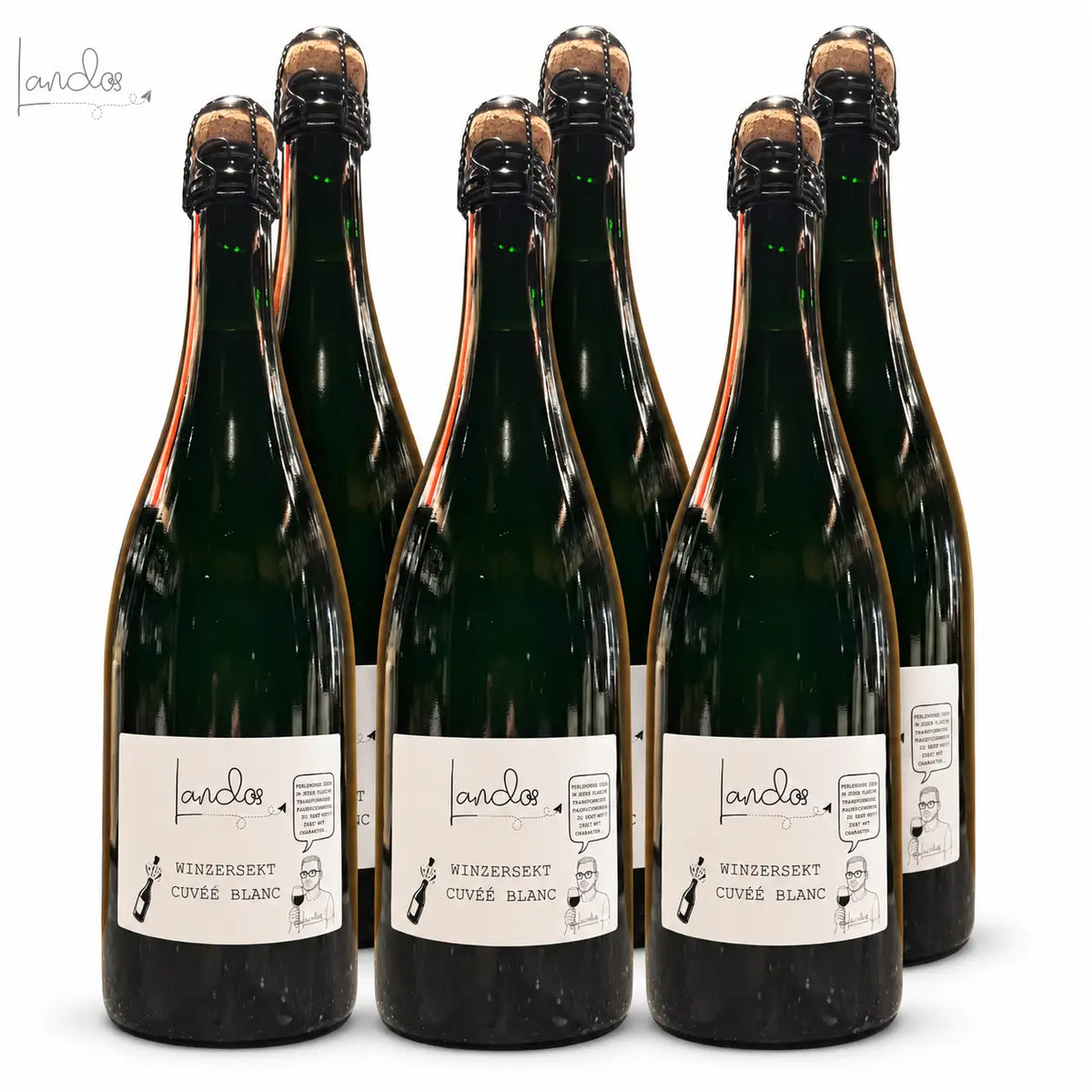 Lando's Winzersekt Cuvée Blanc 6er-Kiste mit sechs Flaschen