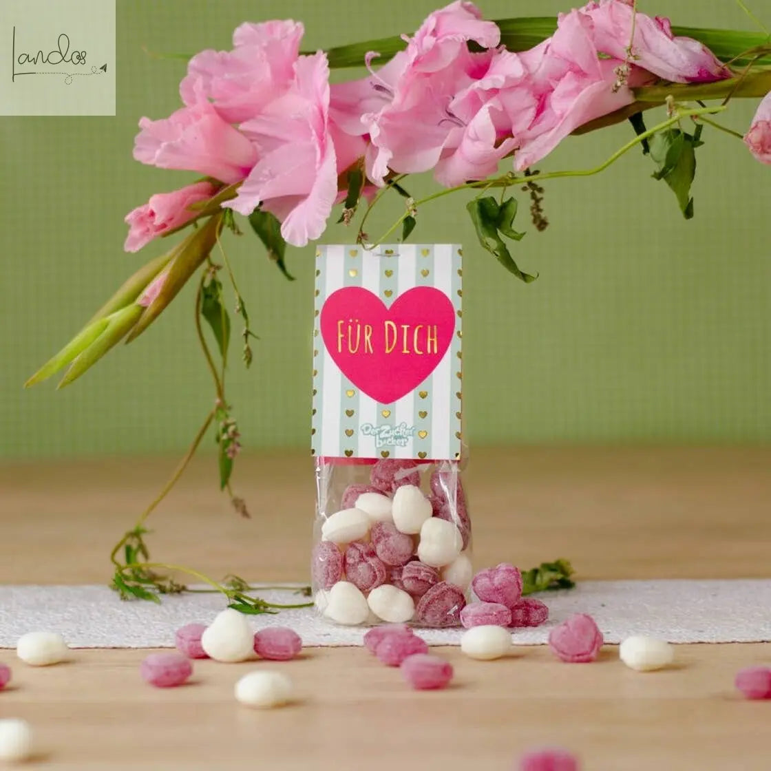 Naschbeutel Für Dich Bonbon Herzen vegan Geschenk Der Zuckerbäcker