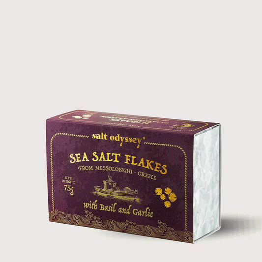 Meersalzflocken mit Knoblauch und Basilikum Salt Odyssey